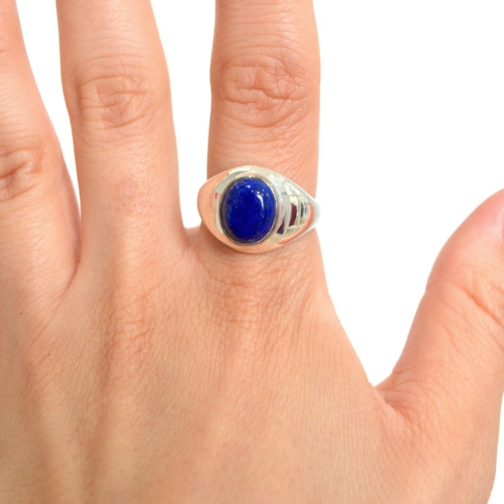 Sterling Silver & Lapis Lazuli Ring — Blue Gemstone Vintage Jewelry